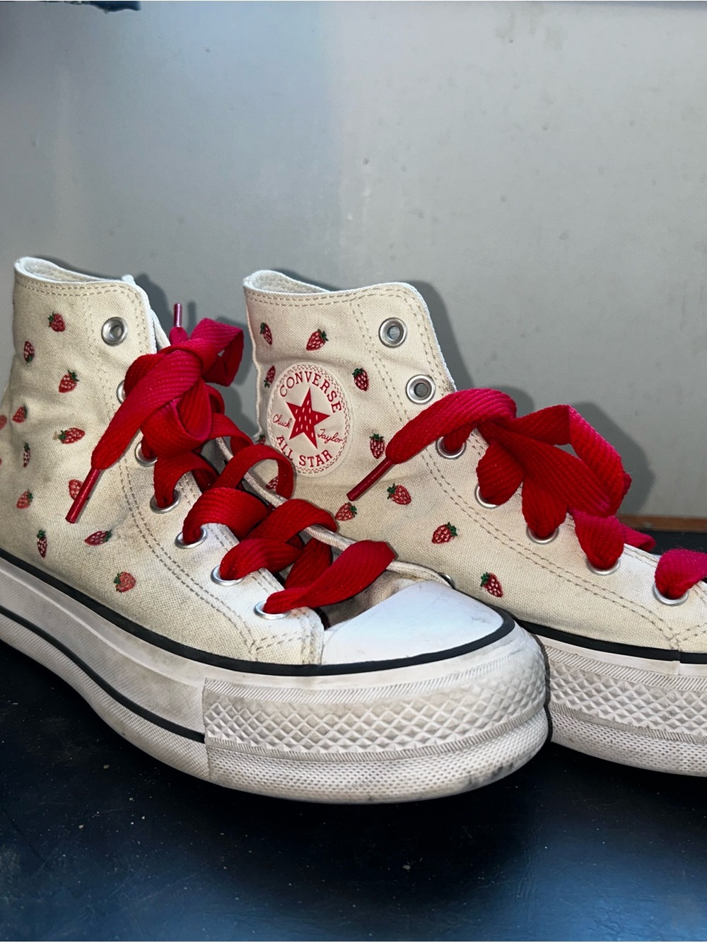 RARE Embroidered Strawberry All-Star Lift High-Tops